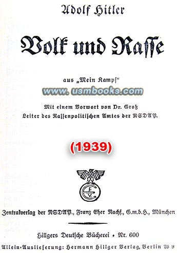 Adolf Hitler Volk und Rasse aus Mein Kampf